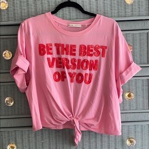 Alice and Olivia Lera Sequin tie front tee